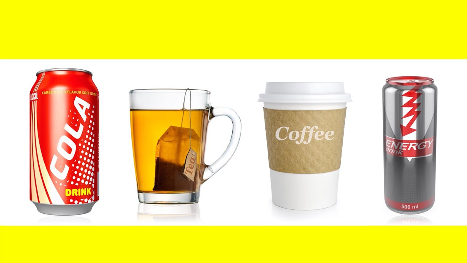 مقایسه کافیئن در چای قهوه و نوشابه انرژی زا